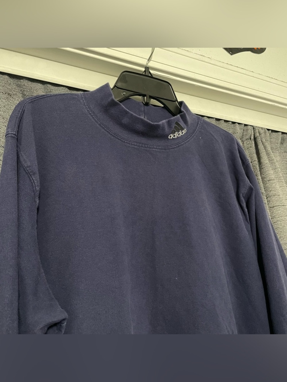 Vintage 90s Adidas Navy Blue Long Sleeve Mock Neck T Shirt Size XL